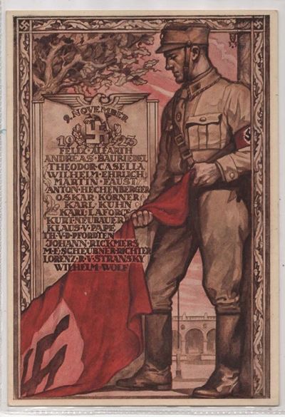 Cartolina Originale Commemorativa Propaganda Tedesca del Putsch di Monaco 09.11.1923