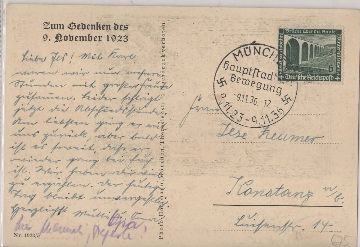 Cartolina Originale Commemorativa Propaganda Tedesca del Putsch di Monaco 09.11.1923