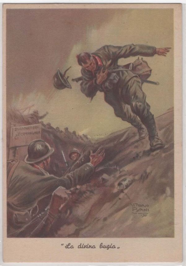 Original postcard from the historical museum of the grenadiers of Sardinia and Albania - Salmoggia Alfonso gold medal