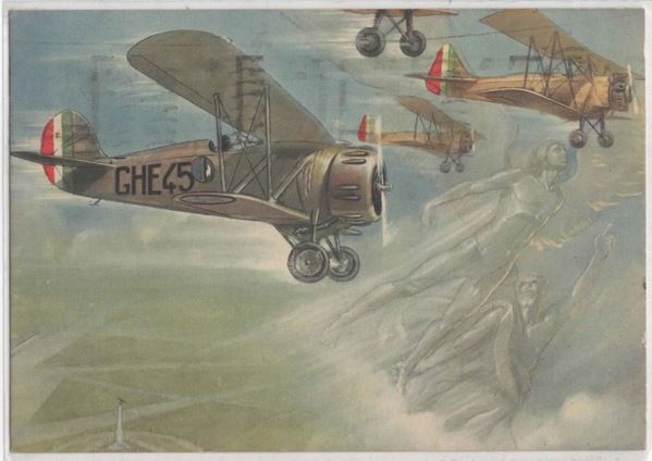 Original postcard from Italian aircraft