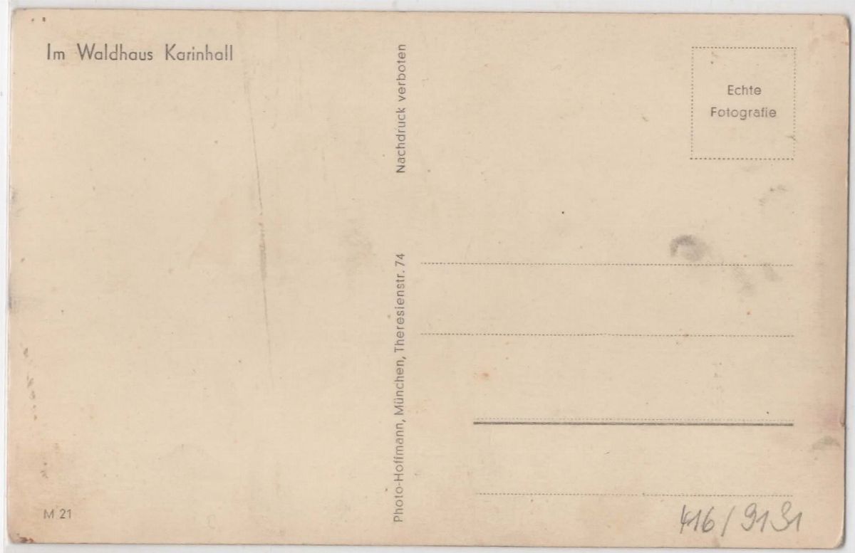 Rara Cartolina Fotografica Herman Goring in Hotel Karirhall 1937
