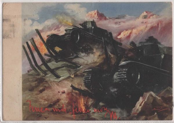 Original military postcard 33rd tank regiment "Littorio"
