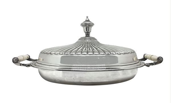 CESA - 800 SILVER RISOTTER DISH AND IVORY HANDLES GRODON COLLECTION