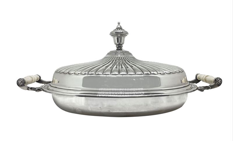 Cesa - Pirofila Risottiera in Argento 800 e Manici Avorio Collezione Grodon