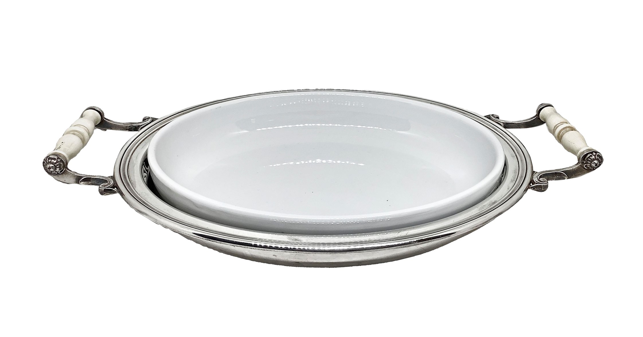 Cesa - Pirofila Risottiera in Argento 800 e Manici Avorio Collezione Grodon