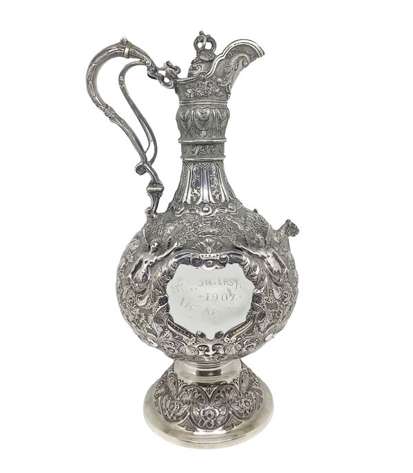 Elegante ed importante caraffa di vino in argento 925 collezione "Armada" Londra 