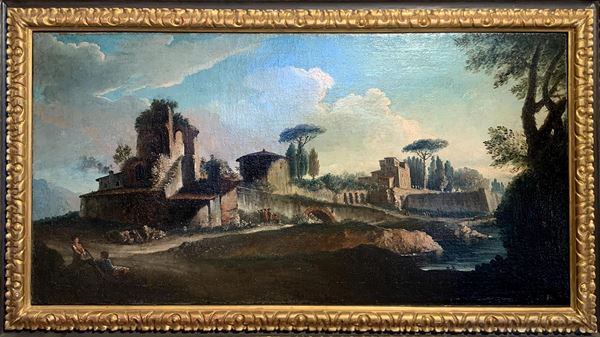 Andrea Locatelli - View of the Tiber with archaeological characters