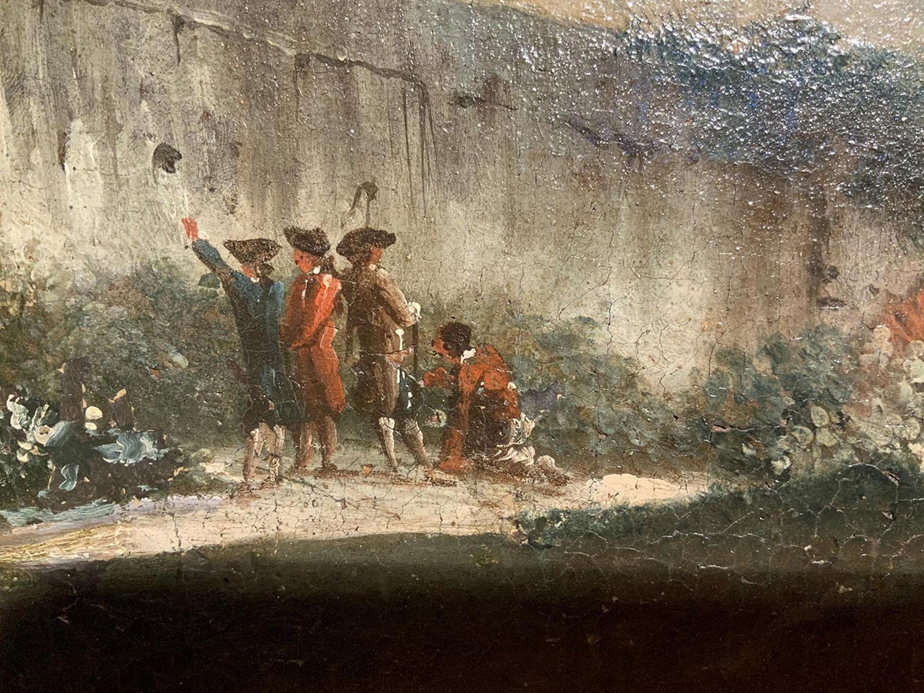 Veduta del Tevere a carattere archeologico con personaggi