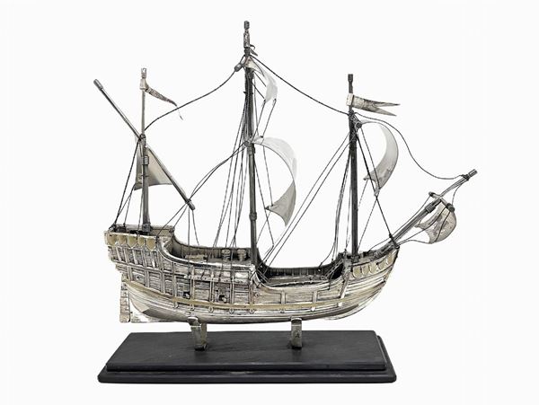 sailing ship miniature in 925 silver