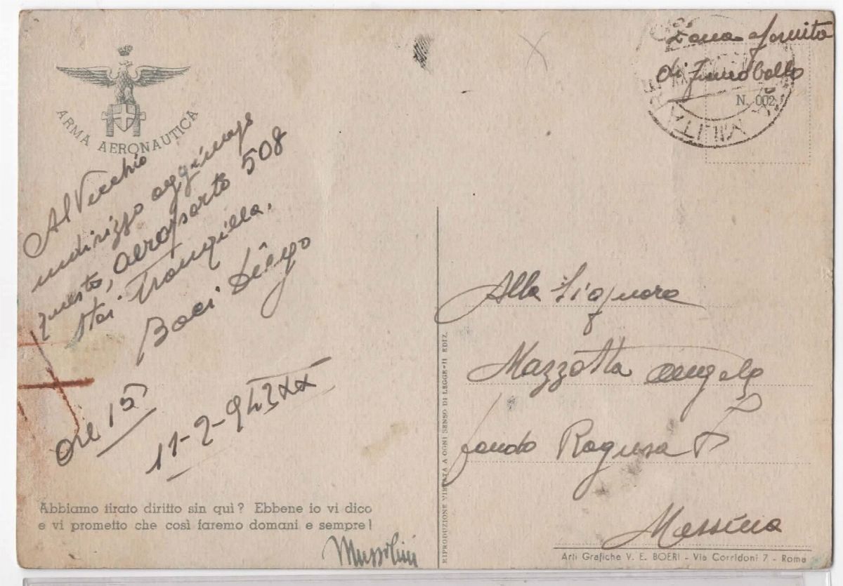 Cartolina Originale Arma Aeronautica
