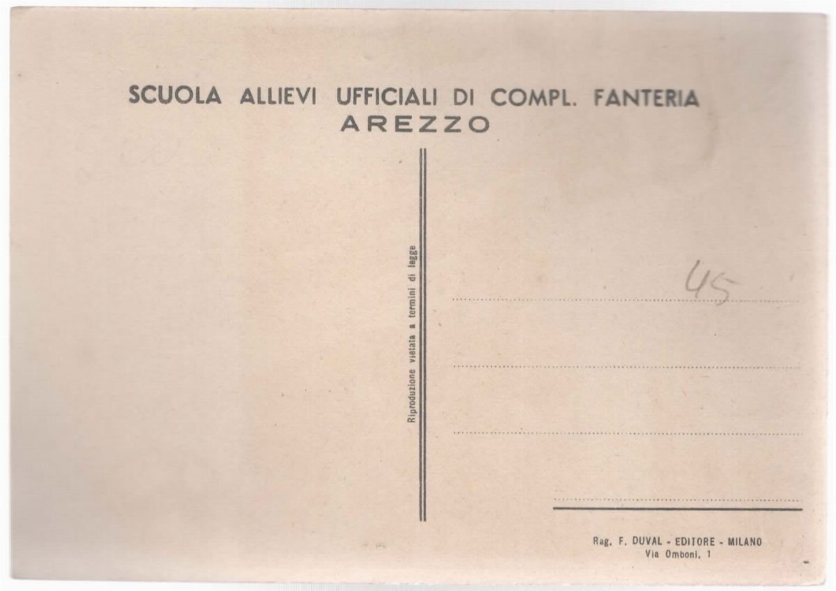 Cartolina Originale Scuola Allievi Ufficiali di Compl. Fanteria -arezzo
