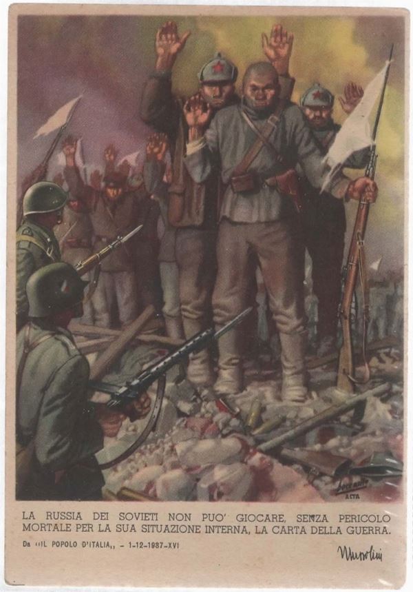 Cartolina originale propaganda anti-Bolscevica "Il popolo D'Italia" 01.12.1987