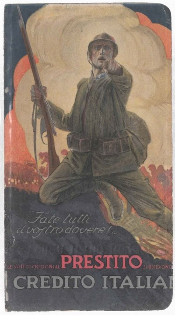 Original postcard - Italian credit loan - "Do all your homework!"