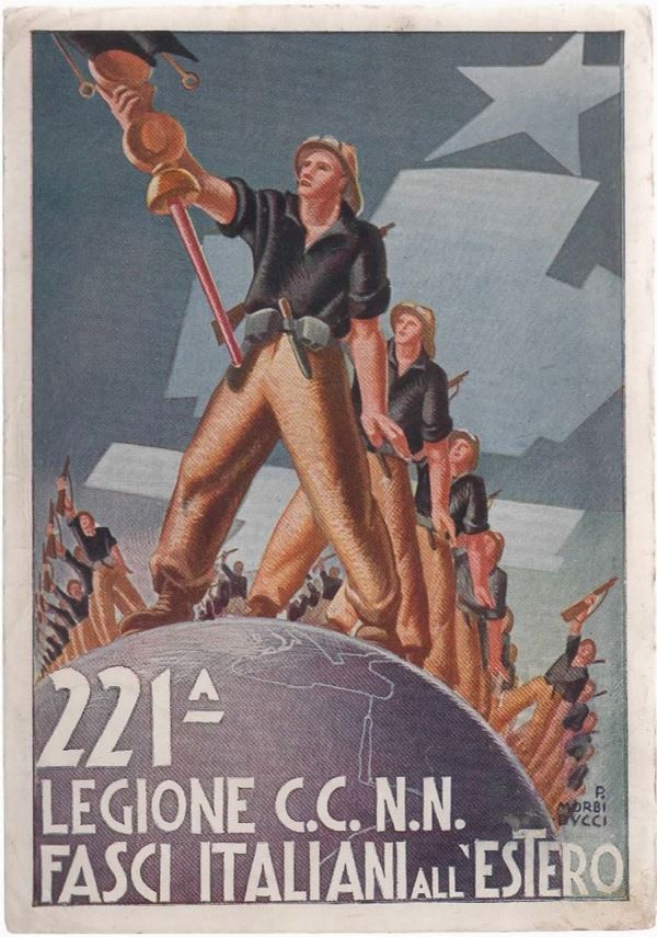 Original postcard 221 ° legion C.C.N.N. Italian bundles abroad from Somalia