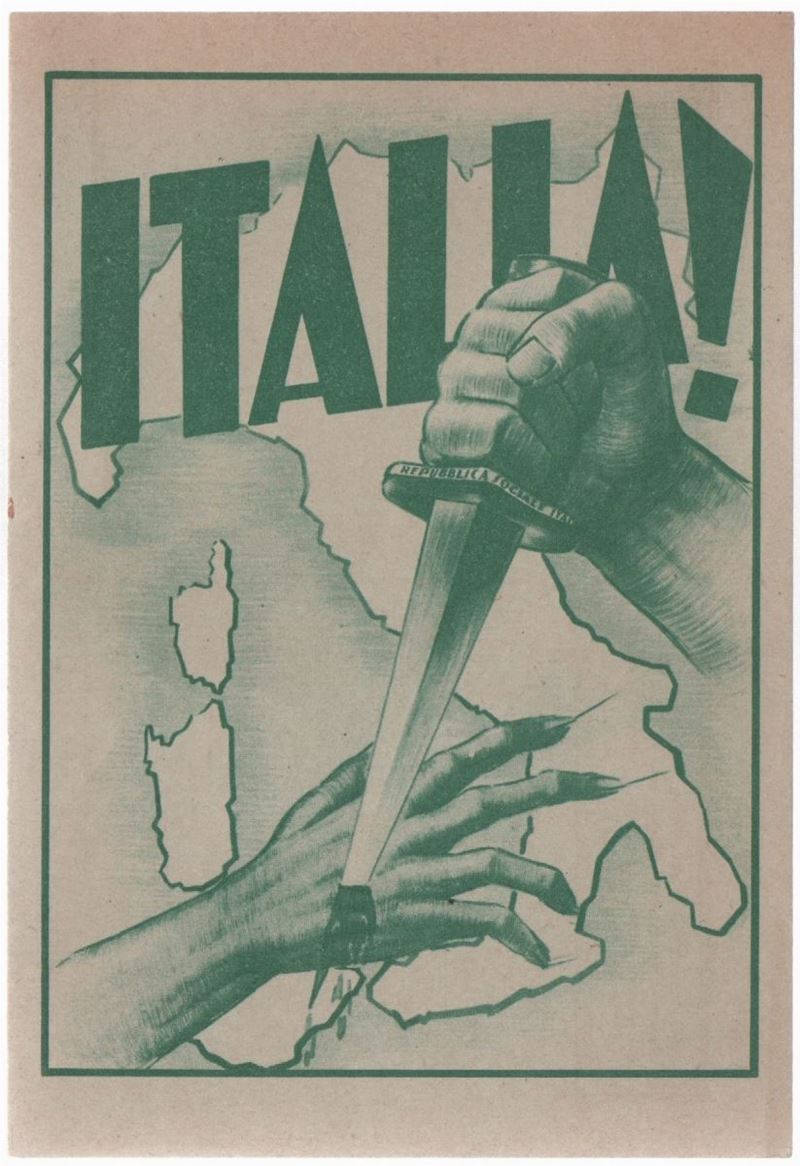 Cartolina rara originale in franchigia per le forze armate repubblicane