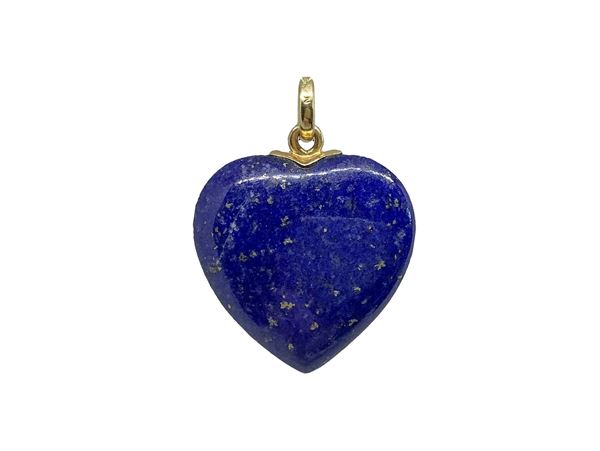 Lapis heart with gold hook