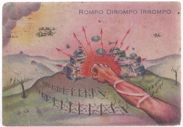 Rare original postcard from sappers school: rompo - disruption - irruption