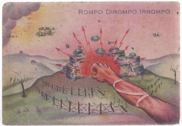 Cartolina originale rara scuola guastatori: rompo - dirompo - irrompo
