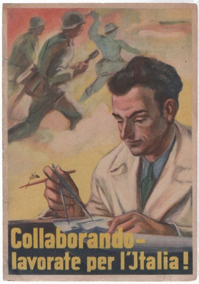 Cartolina Originale Collaborando - Lavorate per L'italia!