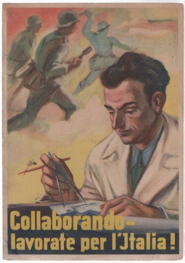 Cartolina originale collaborando - lavorate per l'Italia!
