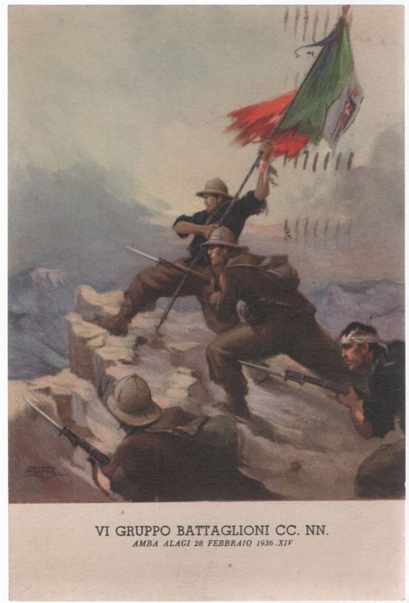 Cartolina originale A.O.I. VI gruppo di battiglioni CC.NN. AMBA ALAGI 28/02/1936