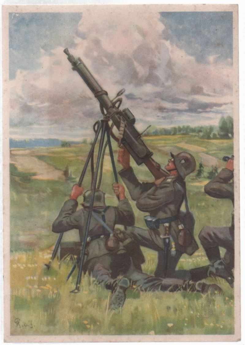 Cartolina originale tedesca artiglieria leggera per la difesa contraerea