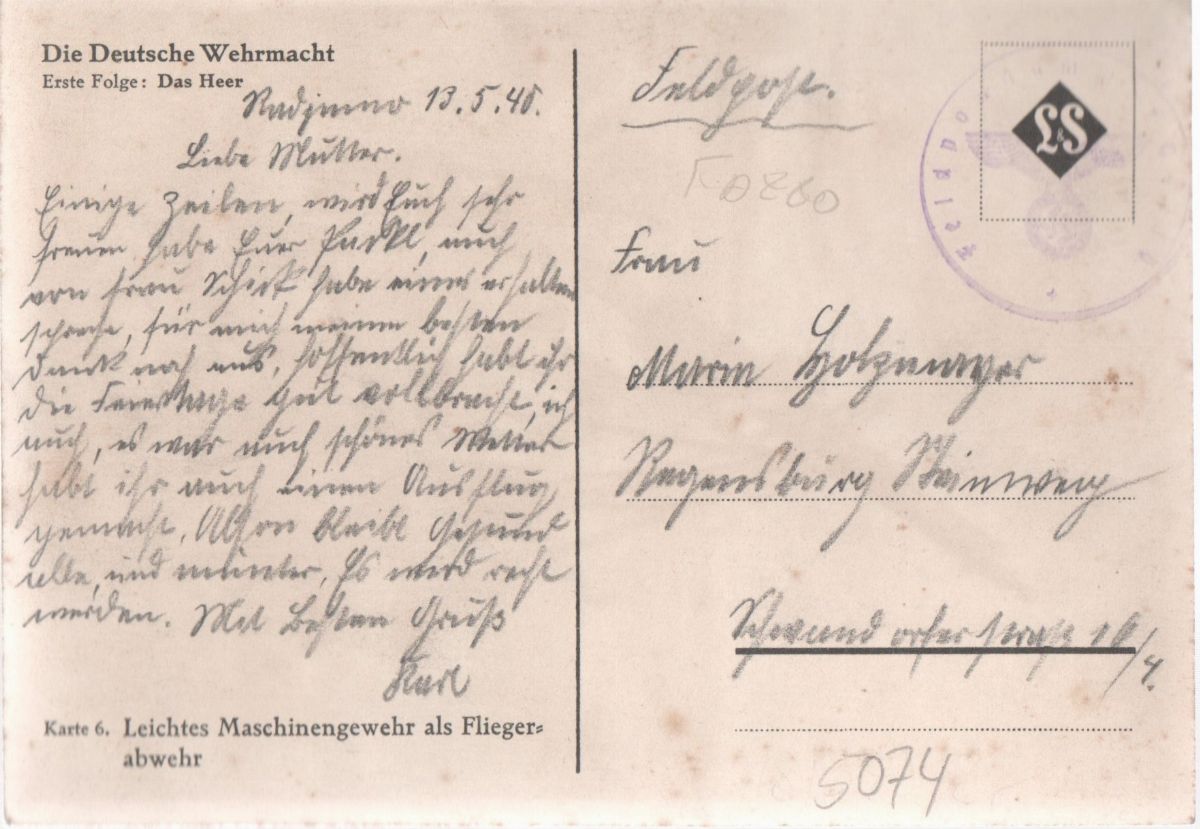 Cartolina originale tedesca artiglieria leggera per la difesa contraerea