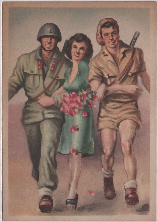 Original postcard of the republican armed forces "Pasca Piredda"