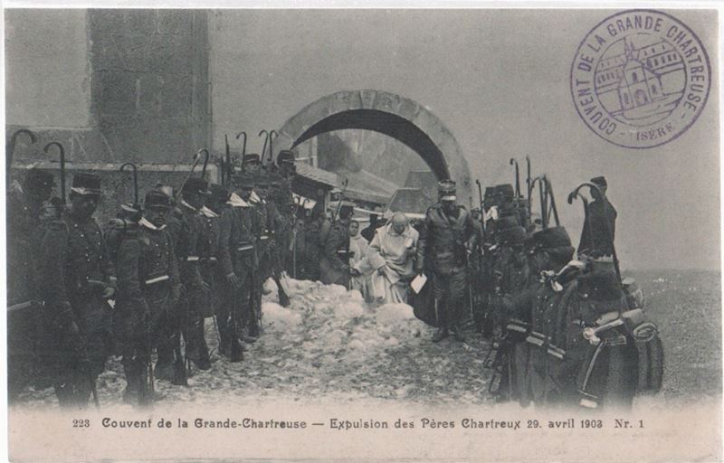 Cartolina Originale Fotografica Couvent De la Grande- Chartreuse- Expulsion Des Pres Chartreux 19...