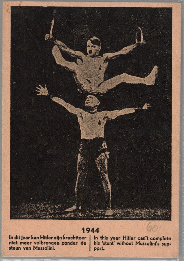 Postcard Mint Holland WW2 Hitler-Mussolini acrobats 1944