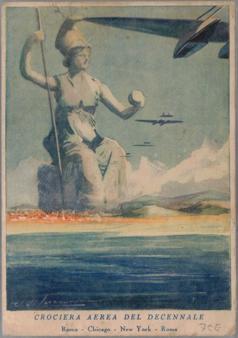 Cartolina originale crociera aerea del decennale Roma - Chicago - New York - Roma