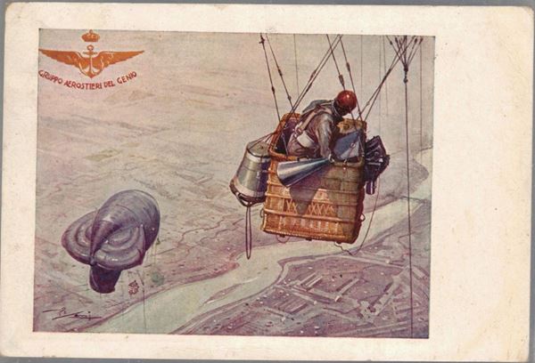 Cartolina originale A.N.A.G Ass. Naz. Arma del genio Battaglione aerosterei
