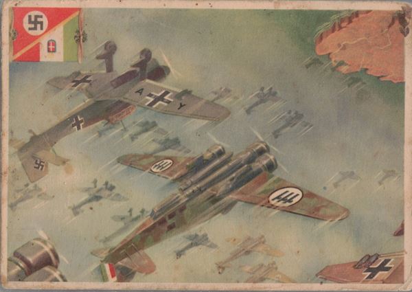 Rare postcard aviation weapon camaraderie aviators of the axis
