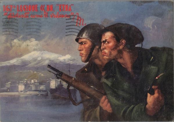 Original postcard 167th legione CC.NN. "ETNA"