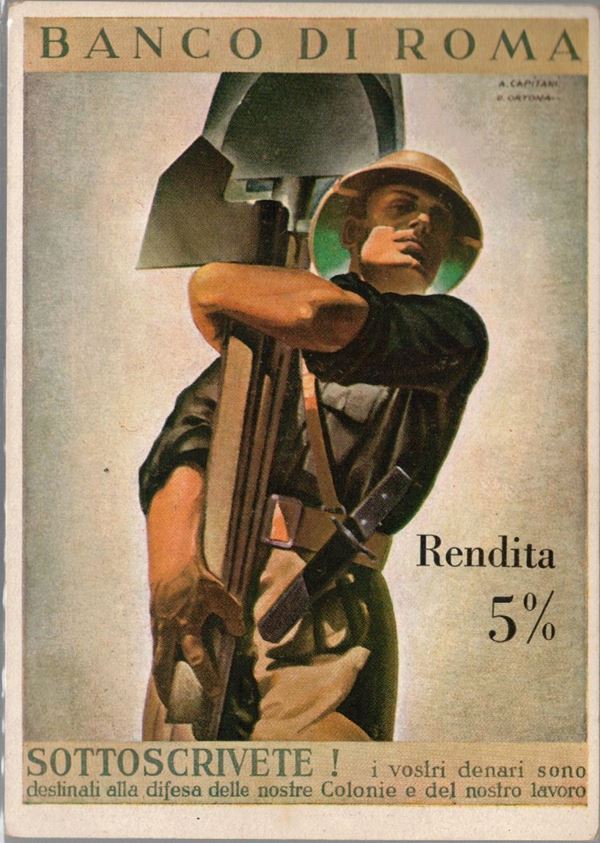 Cartolina originale Banco di Roma - rendita a 5%-