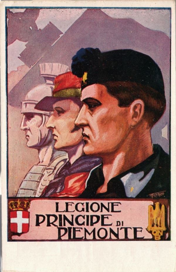 Cartolina orginale 245 legione milizia avanguardia "Principe di Piemonte" 1941