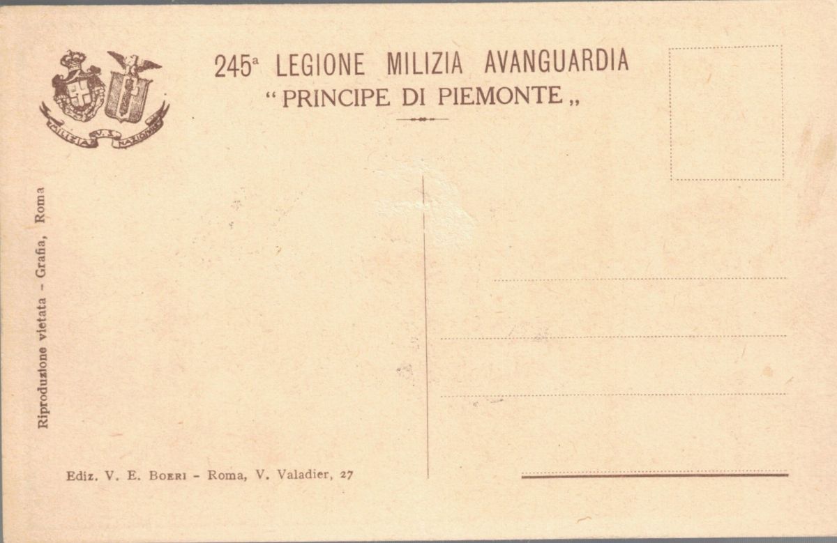 Cartolina Orginale 245 Legione Milizia Avanguardia "principe di Piemonte" 1941