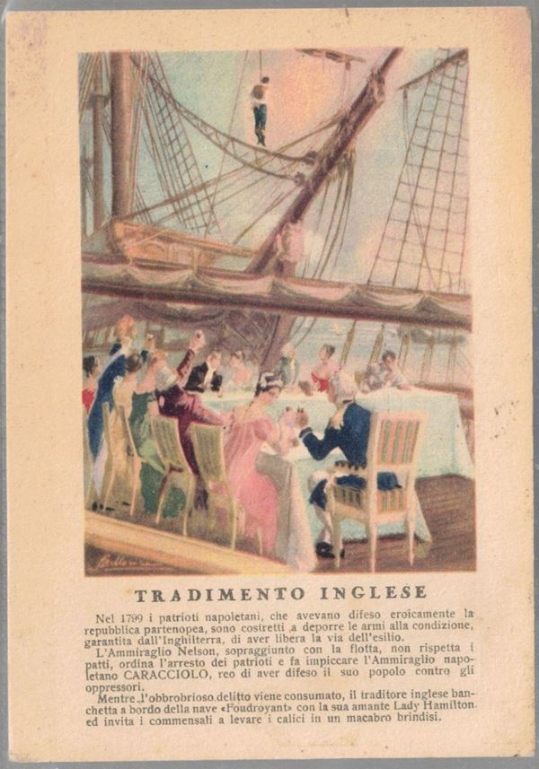Original postcard English betrayal - hanging Admiral Caracciolo -