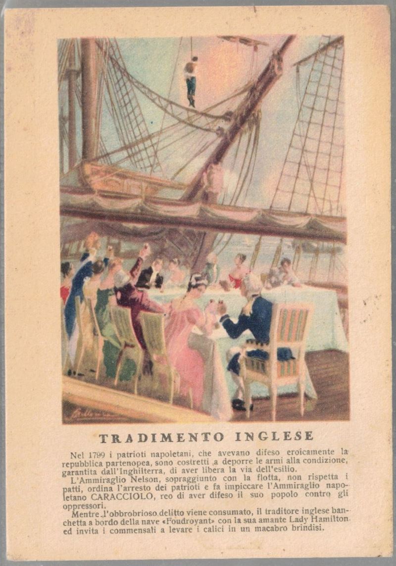 Cartolina Originale Tradimento Inglese- Impiccagione Ammiraglio Caracciolo-