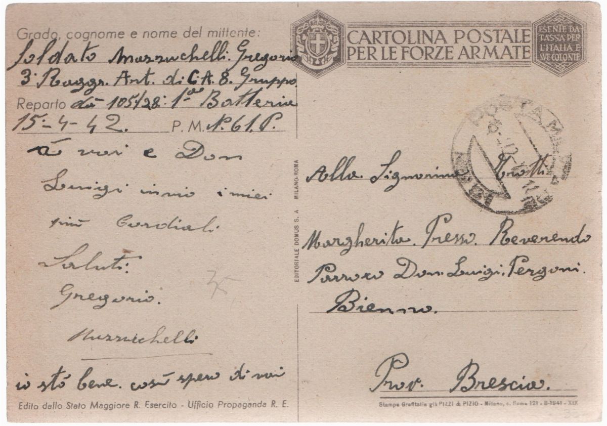 Cartolina Postale per le Forze Armate o.n.D. Anti Bolscevica