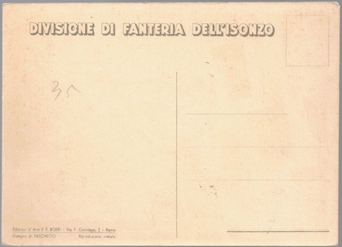 Cartolina Originale Divisione di Fanteria Dell'isonzo- 1940