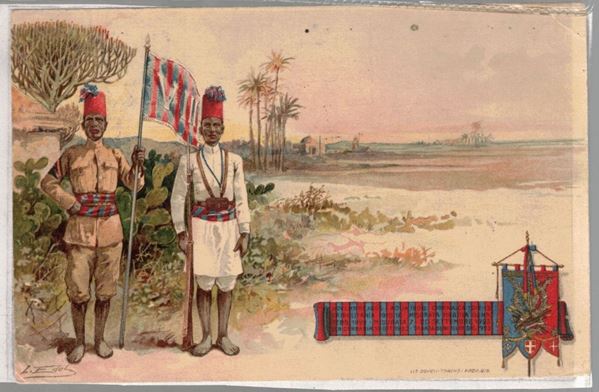 Original postcard colonial VIII Eritrean Battalion