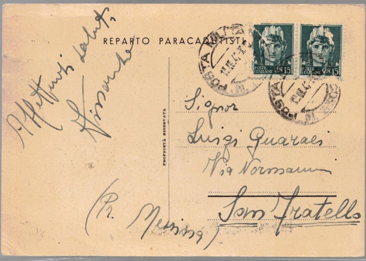 Cartolina fotografica militare- Reparto paracadutisti