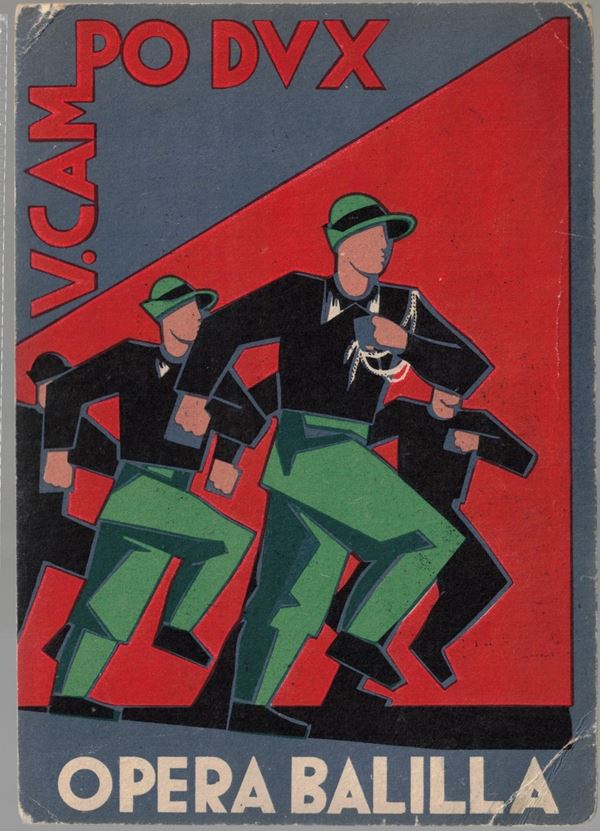 Rara cartolina originale propaganda V. Campo dux Opera Balilla