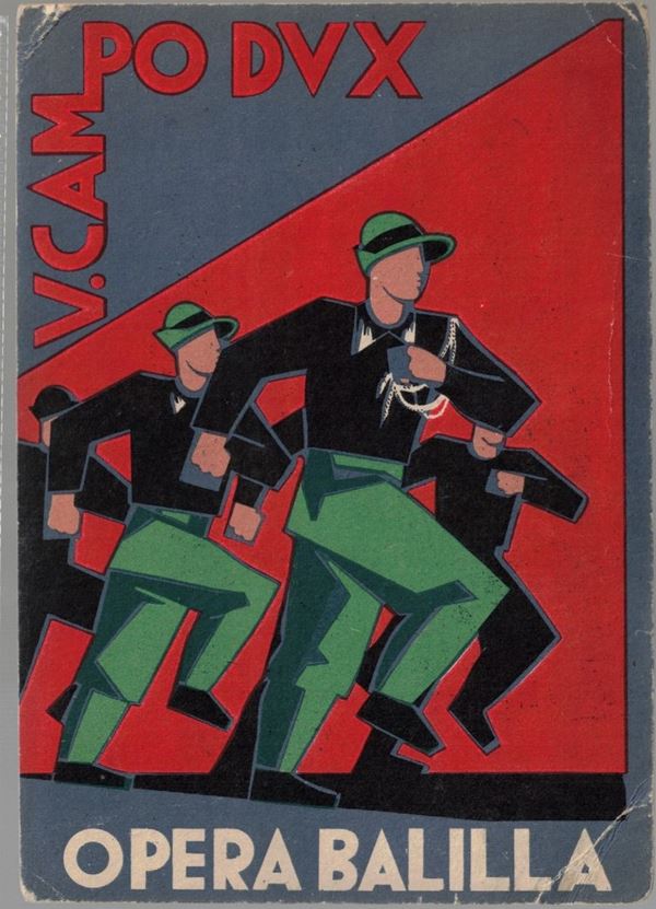 Rara cartolina originale propaganda V. Campo dux Opera Balilla
