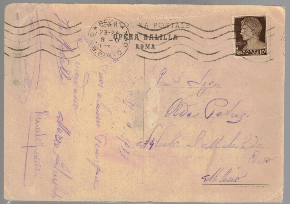 Rara cartolina originale propaganda V. Campo dux Opera Balilla