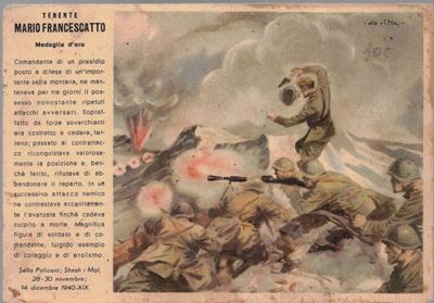 Cartolina Originale M.o. Medaglia D'oro Mario Francescatto, Battiglione Alpini - Val Natisone