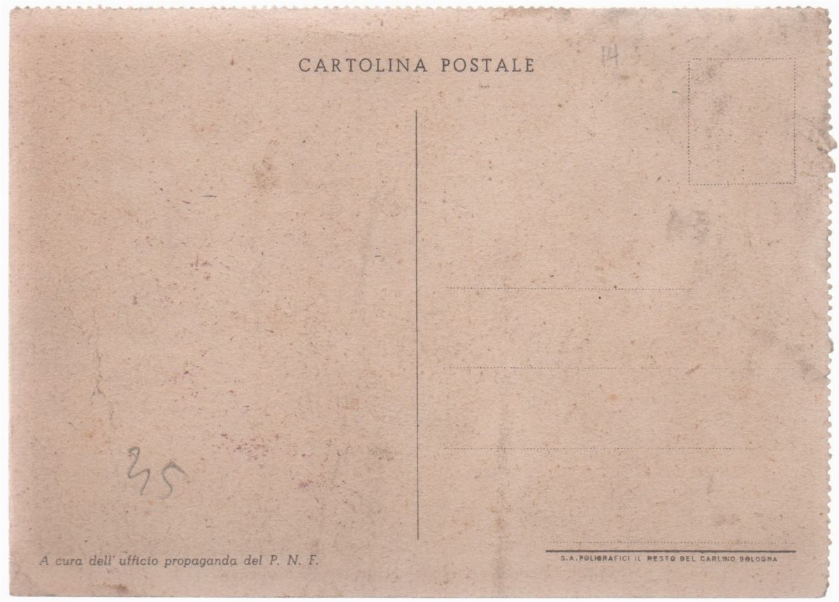 Cartolina Originale Propaganda a Cura del P.n.f. - il Duce Ispeziona le Truppe del Fronte Greco -...