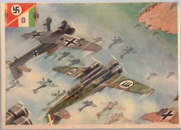 Original postcard rare aeronautical weapon camaraderie of the Axis