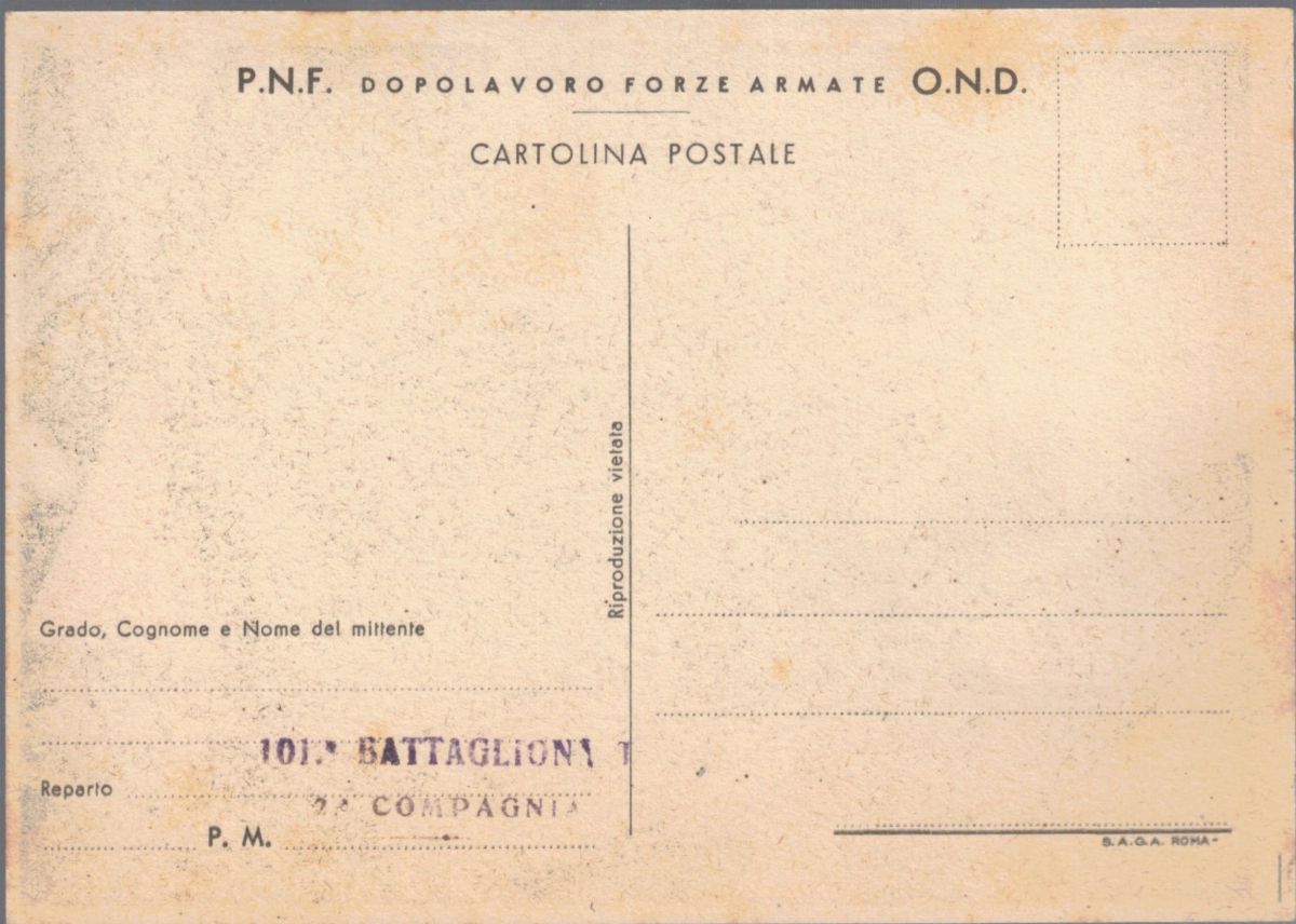 Cartolina Originale Militare Camicia Nera e Bruna All'assalto Pnf Dopolavoro Forze Armate
